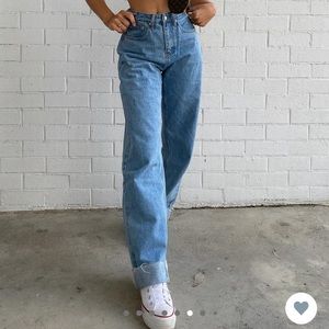 Princess Polly Ollie Straight Leg Jean Mid Wash Denim